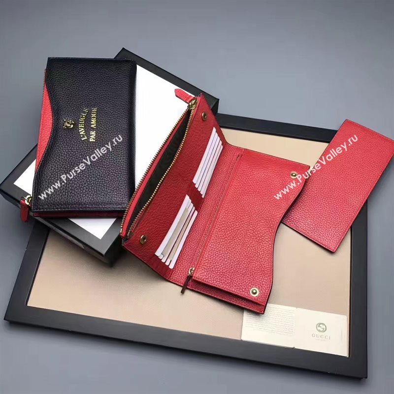 Gucci large wallet black red with bag 6586