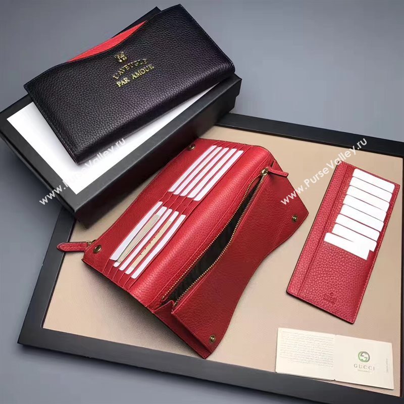 Gucci large wallet black red with bag 6586