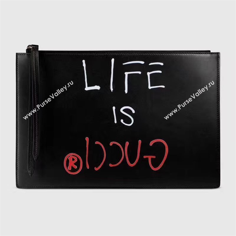 Gucci life is black clutch bag 6589