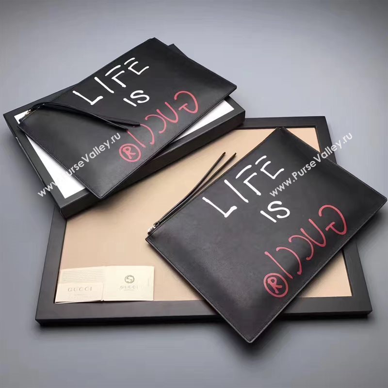 Gucci life is black clutch bag 6589