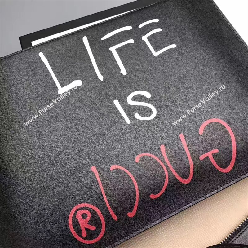 Gucci life is black clutch bag 6589