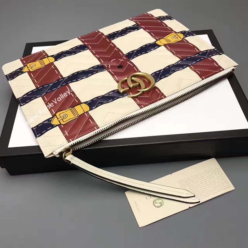 Gucci cream wine large clutch GG bag 6592