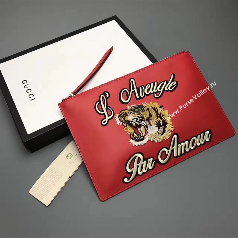 Gucci red large clutch GG bag 6593