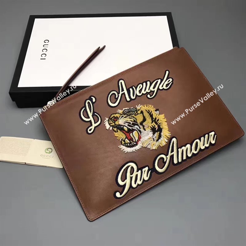 Gucci large GG clutch coffee dark bag 6594