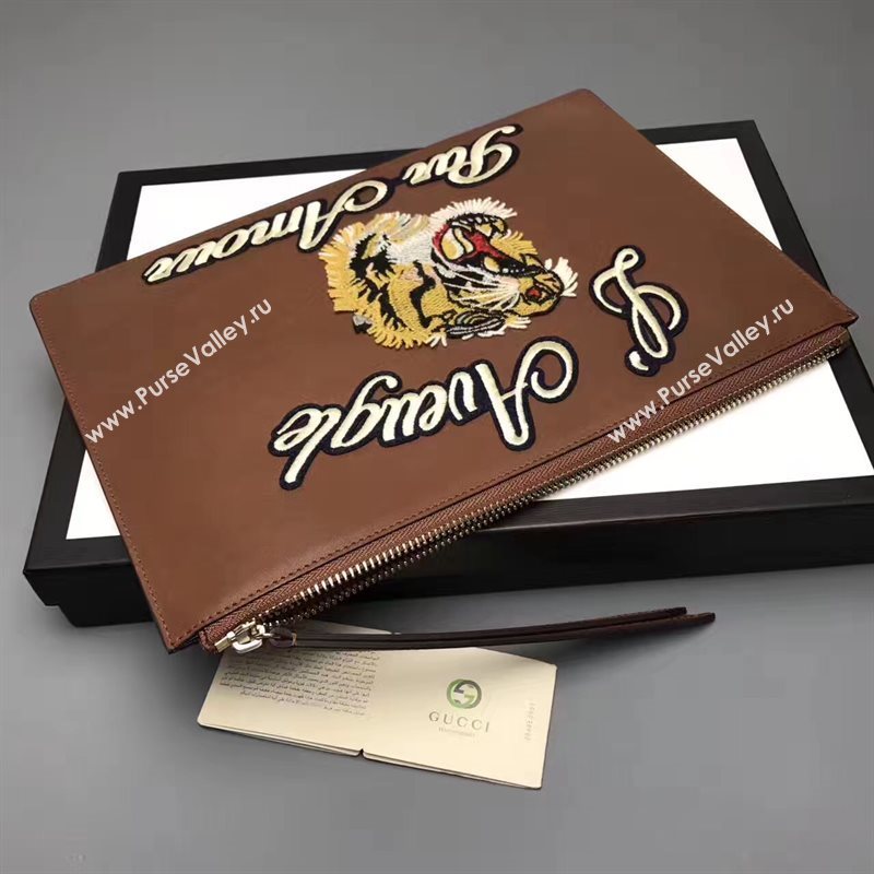 Gucci large GG clutch coffee dark bag 6594