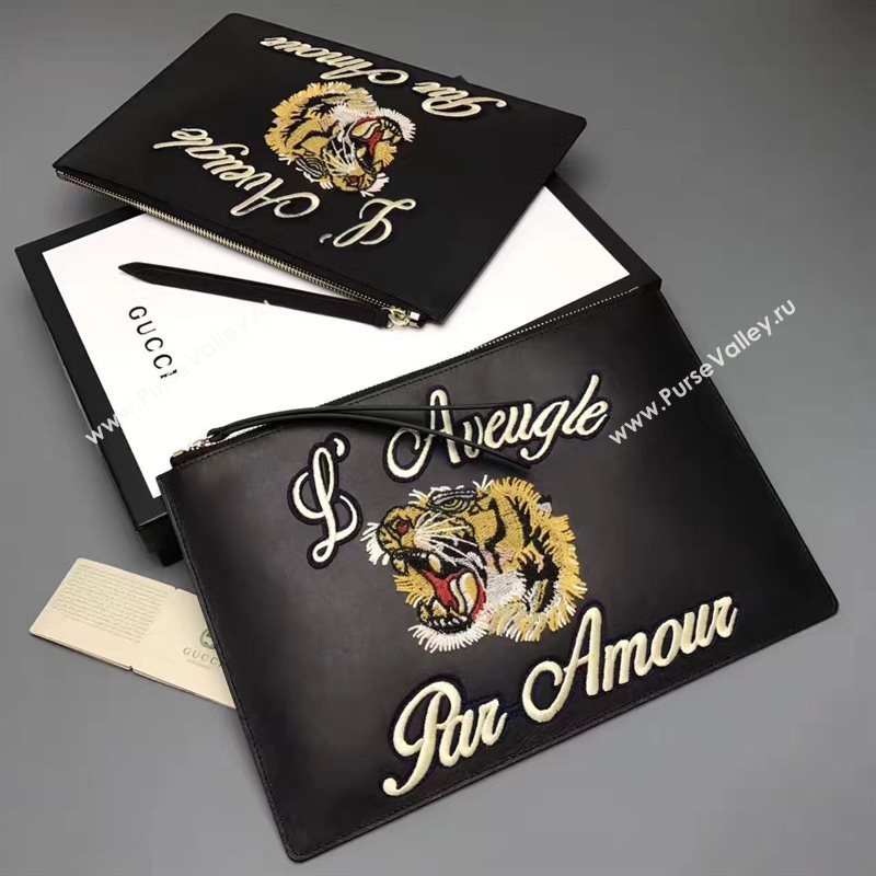 Gucci black large clutch GG bag 6595