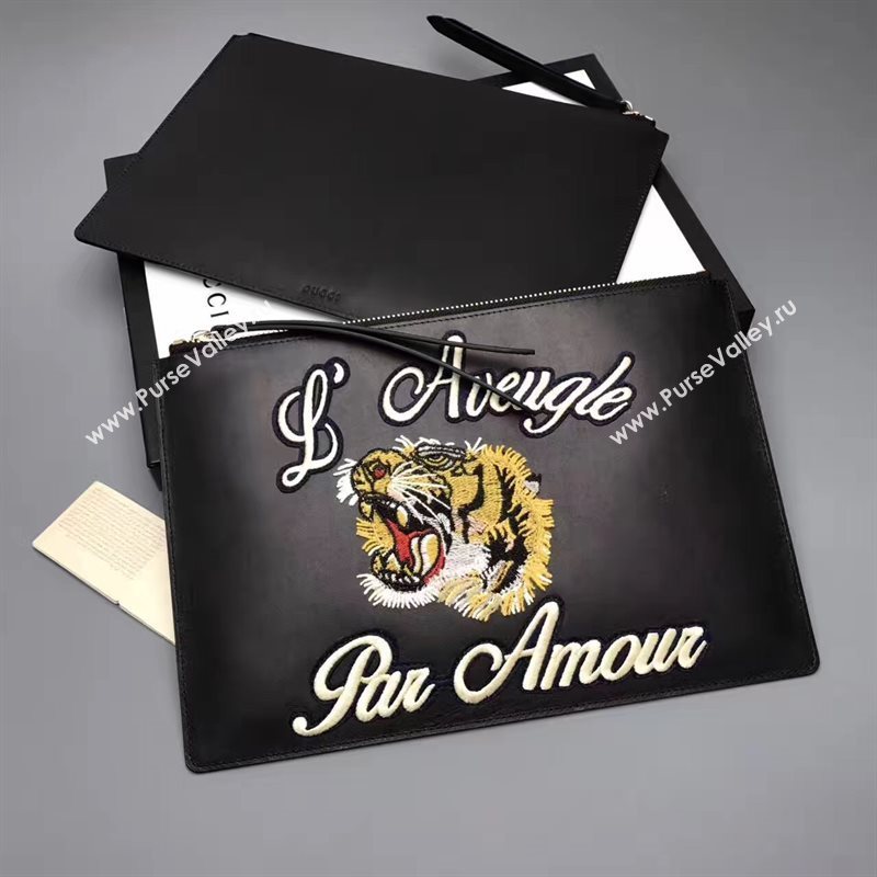 Gucci black large clutch GG bag 6595