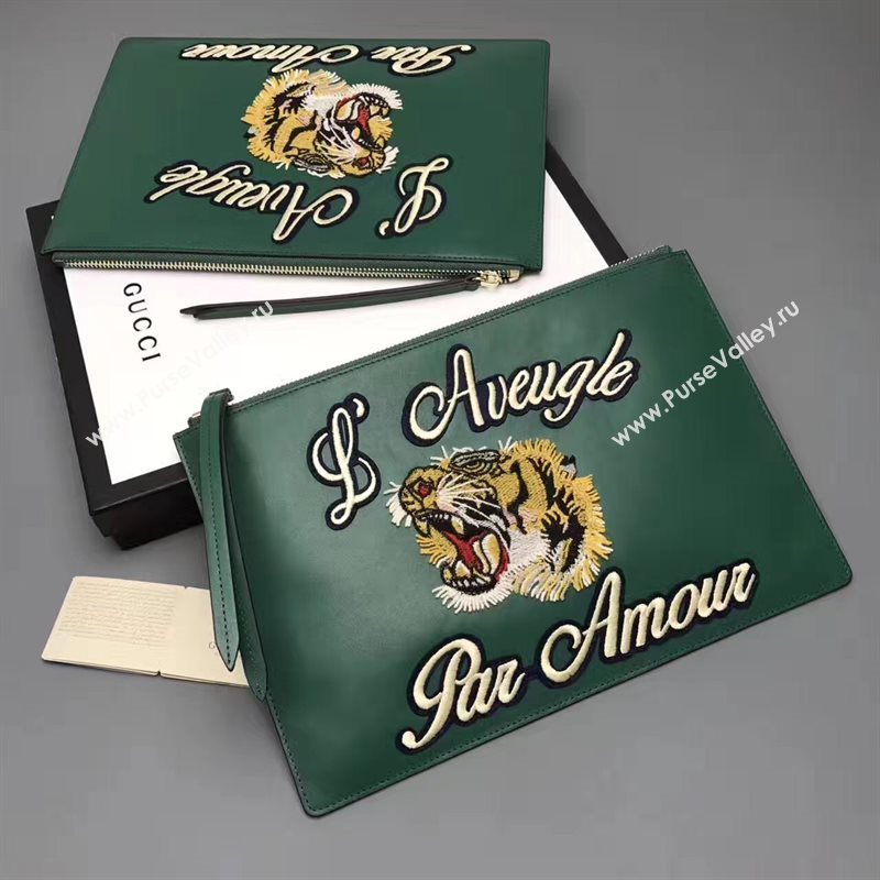 Gucci large green clutch GG bag 6596