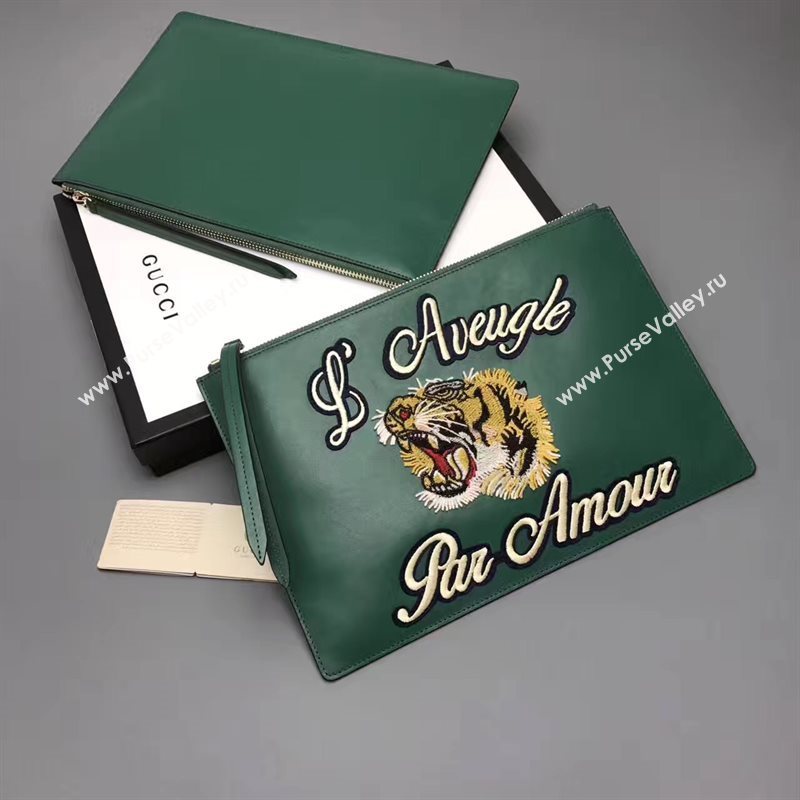 Gucci large green clutch GG bag 6596