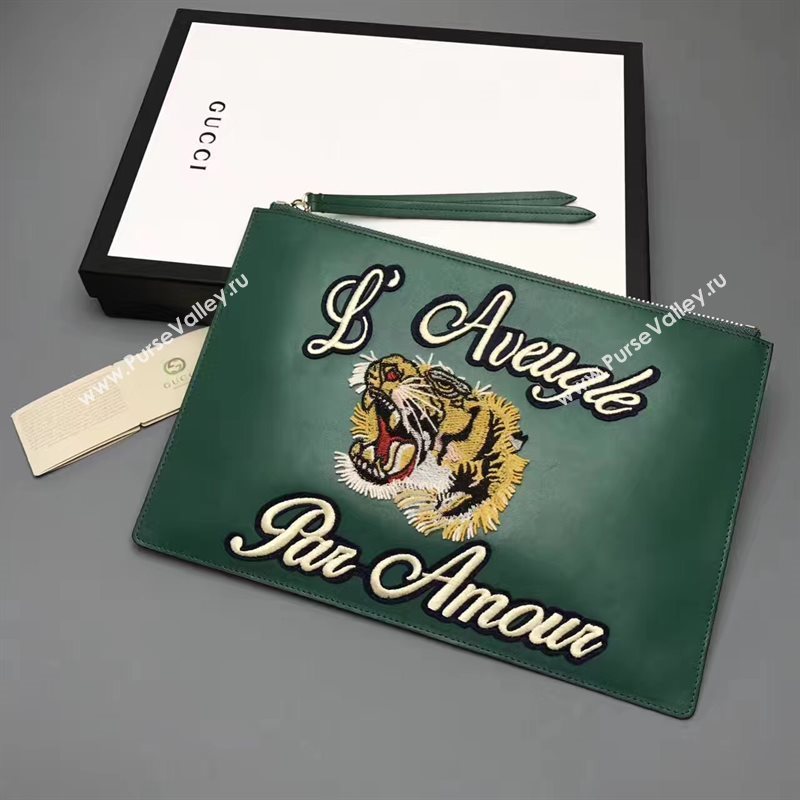 Gucci large green clutch GG bag 6596