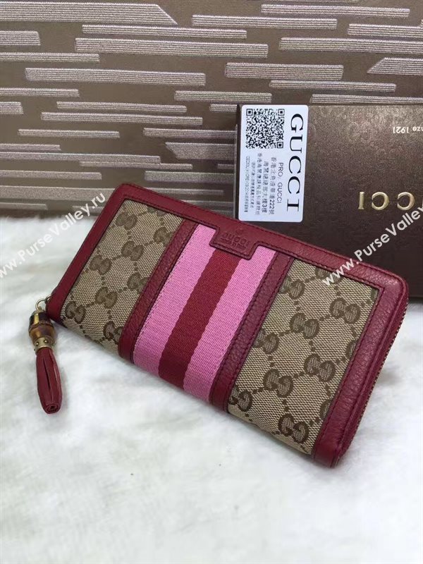 Gucci zipper wallet gray pink wine bag 6500