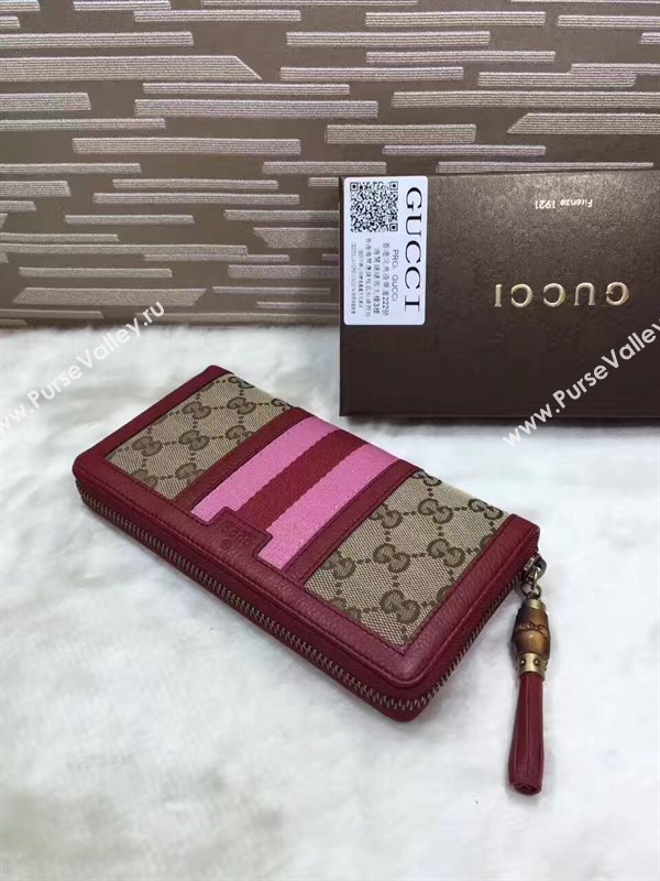 Gucci zipper wallet gray pink wine bag 6500