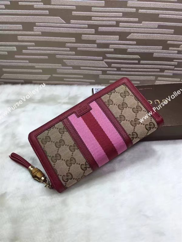 Gucci zipper wallet gray pink wine bag 6500