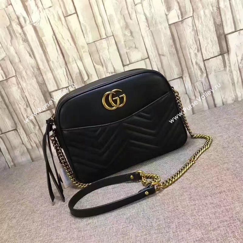 Gucci GG black shoulder zipper bag 6518