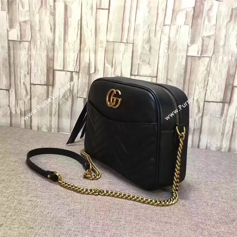 Gucci GG black shoulder zipper bag 6518