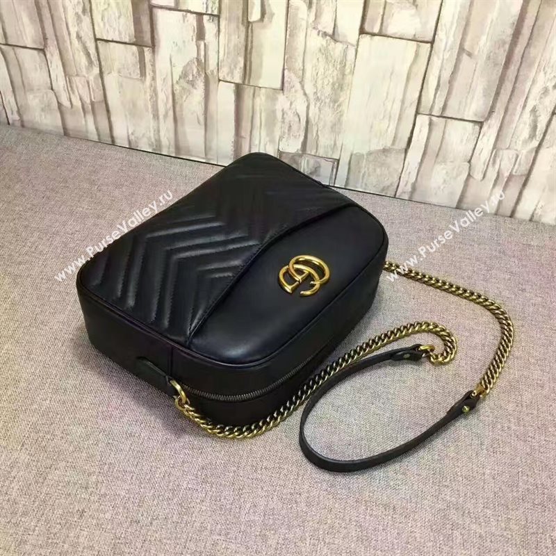 Gucci GG black shoulder zipper bag 6518