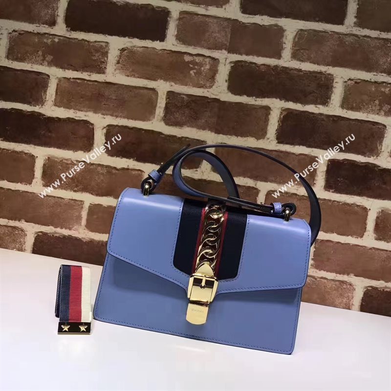 Gucci Sylvie light shoulder blue bag 6528