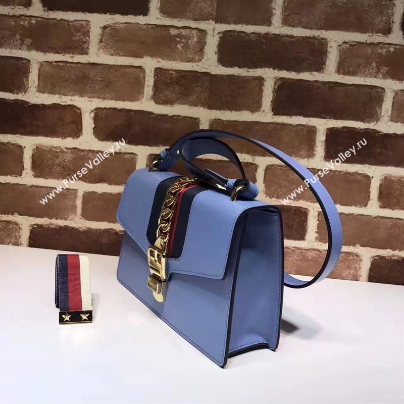 Gucci Sylvie light shoulder blue bag 6528