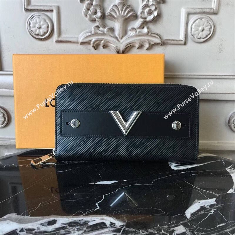 LV Louis Vuitton M62522 Twist Zippy Wallet Epi Leather Essential V Handbag Bag Black 6640