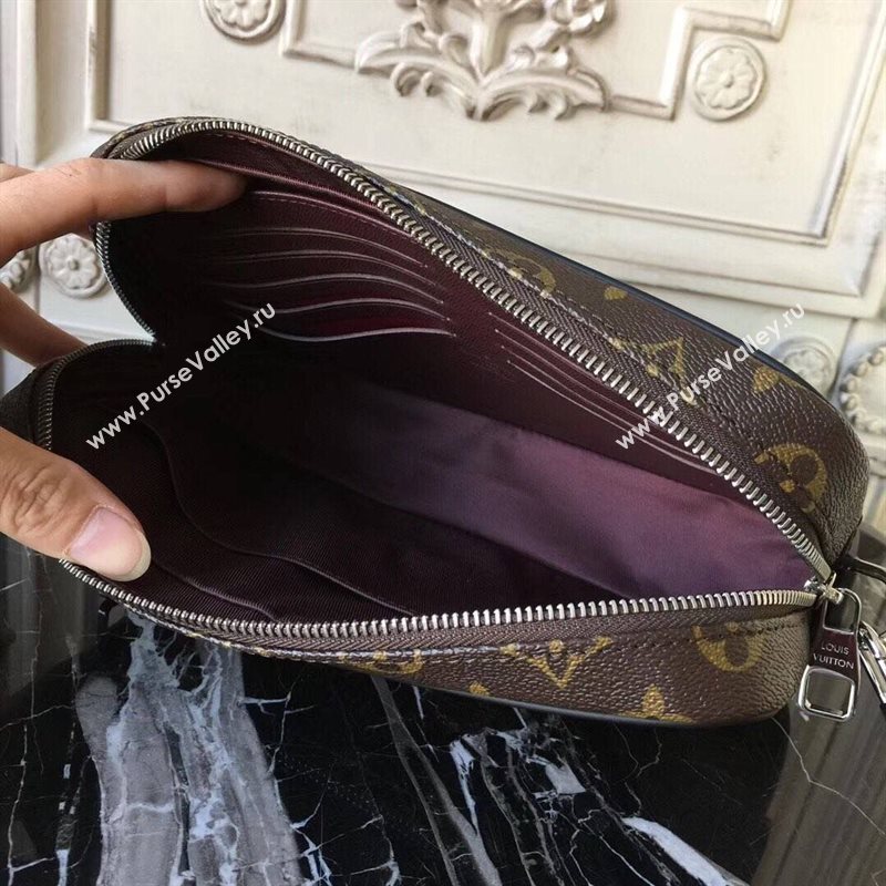 Men LV Louis Vuitton Monogram Kasai Clutch Handbag M42838 Leather Bag Brown 6650