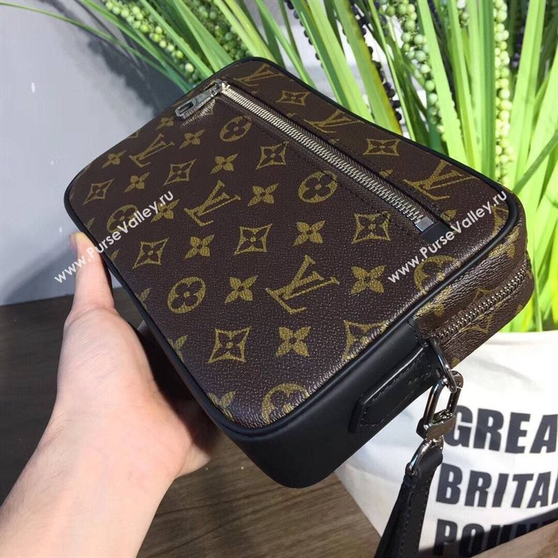 Men LV Louis Vuitton Monogram Kasai Clutch Handbag M42838 Leather Bag Brown 6650
