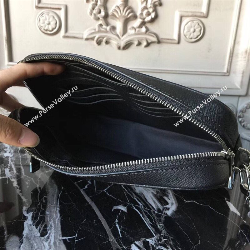Men LV Louis Vuitton Kasai Clutch Handbag M33409 Damier Real Leather Bag Black 6651