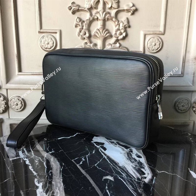 Men LV Louis Vuitton Kasai Clutch Handbag M51726 Epi Leather Bag Black 6652