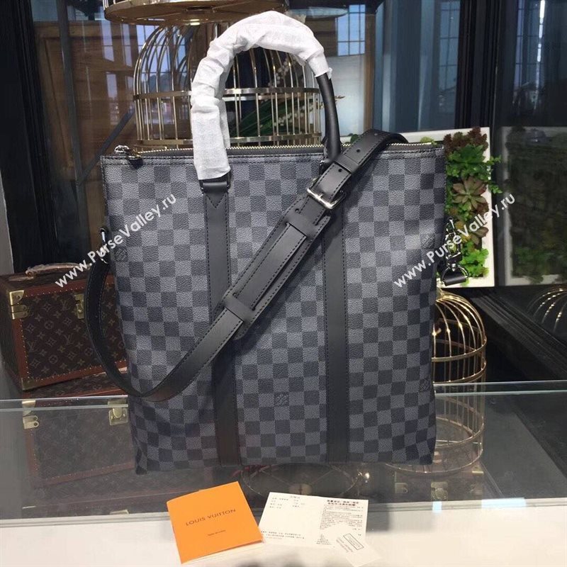 LV Men Louis Vuitton Anton Tote Handbag N40000 Damier Briefcafe Bag Gray 6654