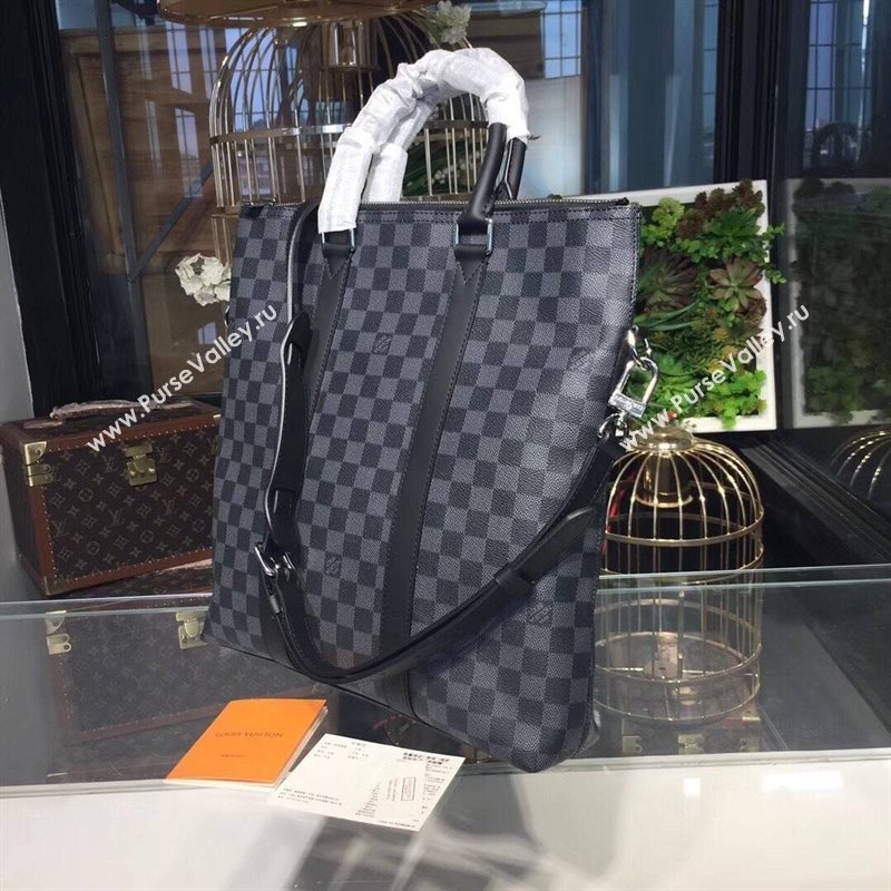 LV Men Louis Vuitton Anton Tote Handbag N40000 Damier Briefcafe Bag Gray 6654