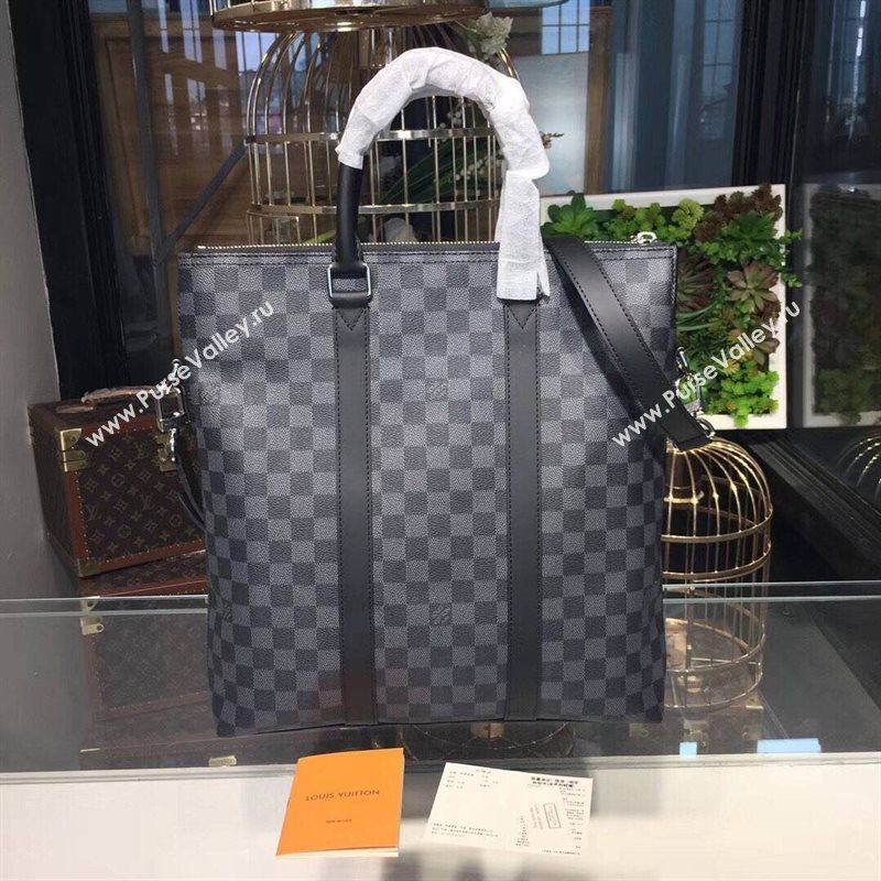 LV Men Louis Vuitton Anton Tote Handbag N40000 Damier Briefcafe Bag Gray 6654