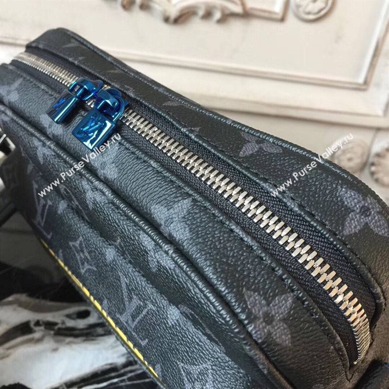 LV Men Louis Vuitton Monogram Zipper Shoulder Bag M42632 Messenger Handbag Black 6656