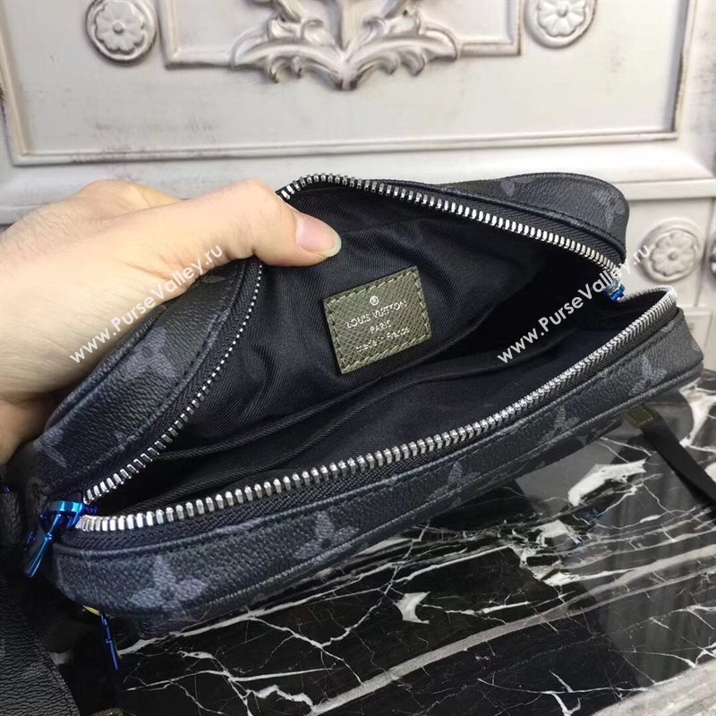 LV Men Louis Vuitton Monogram Zipper Shoulder Bag M42632 Messenger Handbag Black 6656