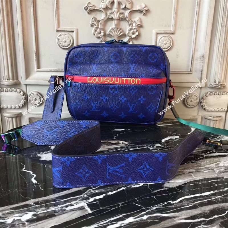 LV Men Louis Vuitton Monogram Zipper Shoulder Bag M42631 Messenger Handbag Blue 6657