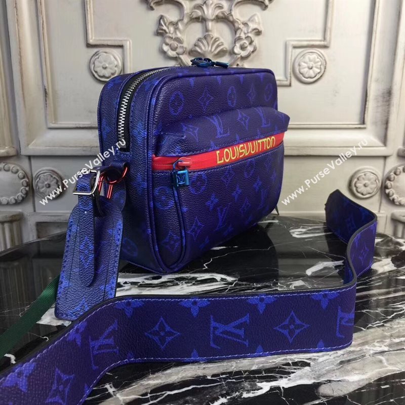 LV Men Louis Vuitton Monogram Zipper Shoulder Bag M42631 Messenger Handbag Blue 6657