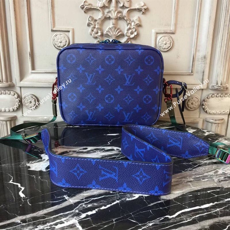 LV Men Louis Vuitton Monogram Zipper Shoulder Bag M42631 Messenger Handbag Blue 6657
