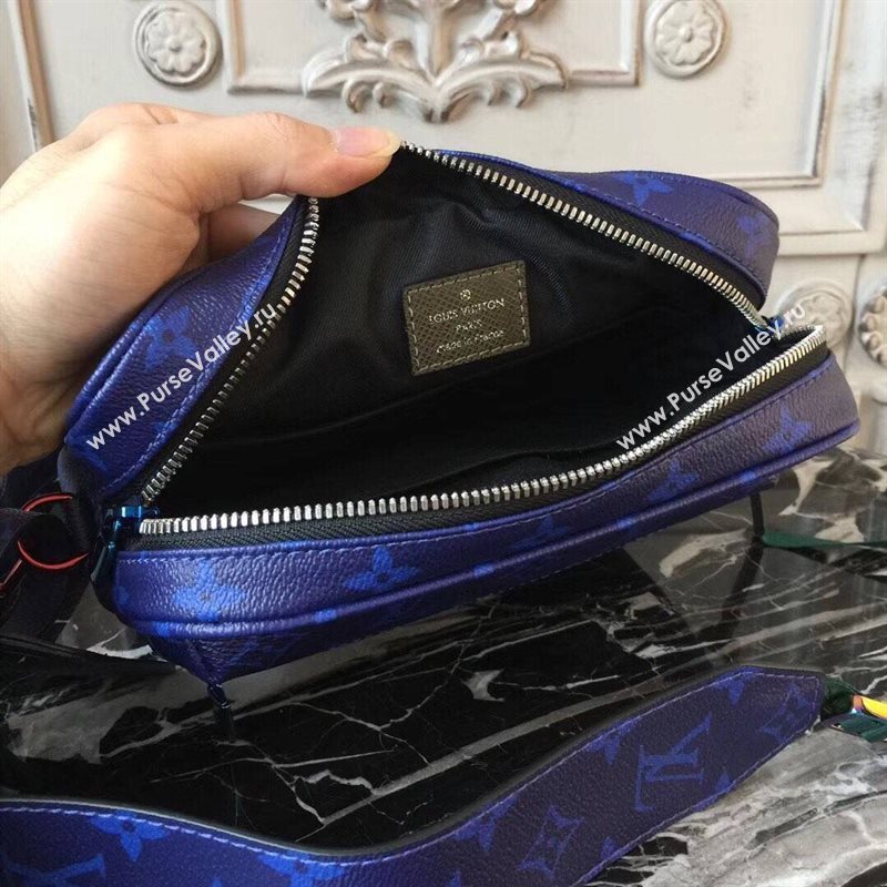 LV Men Louis Vuitton Monogram Zipper Shoulder Bag M42631 Messenger Handbag Blue 6657