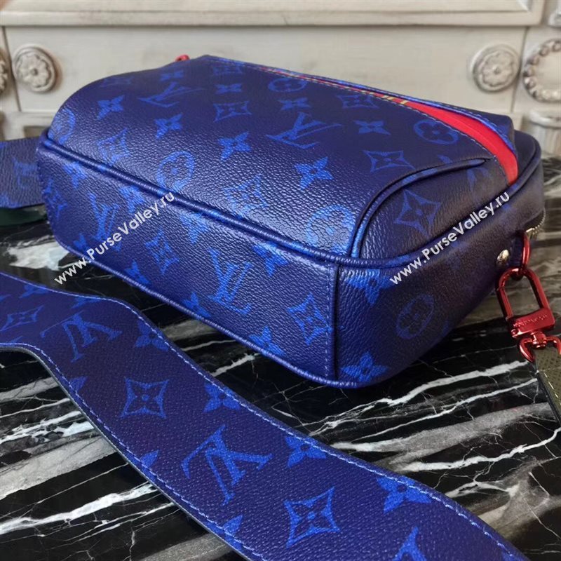 LV Men Louis Vuitton Monogram Zipper Shoulder Bag M42631 Messenger Handbag Blue 6657