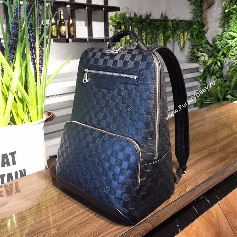 LV Men Louis Vuitton N41043 Avenue Backpack Bag Damier Infini Leather Handbag Black 6661