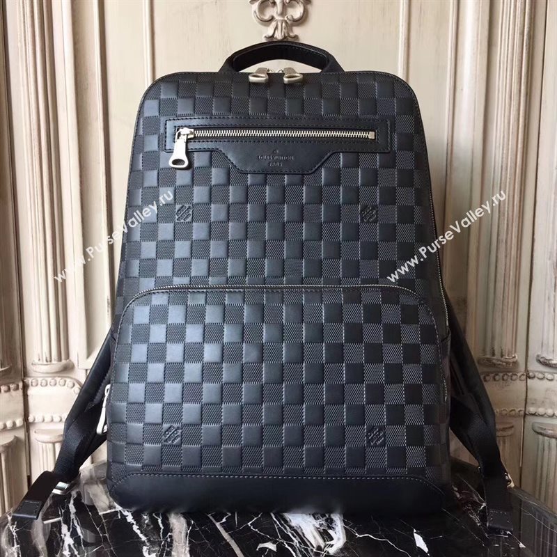 LV Men Louis Vuitton N41043 Avenue Backpack Bag Damier Infini Leather Handbag Black 6661