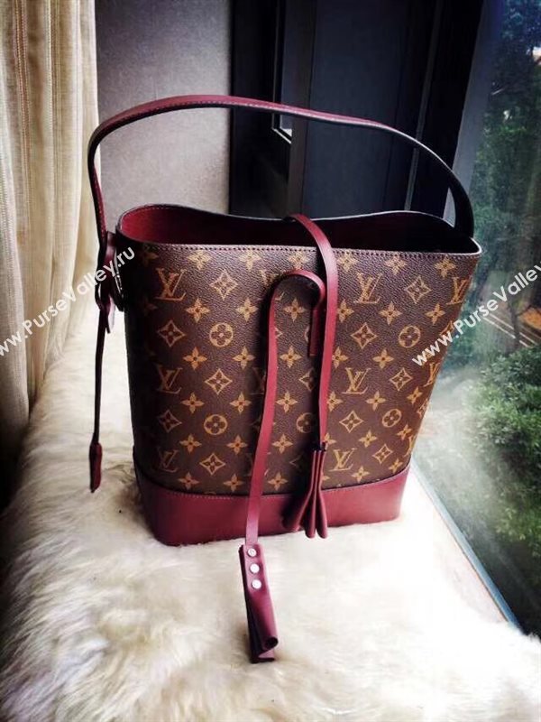 LV Louis Vuitton M94545 Monogram Idole GM Bag Leather Handbag Wine 6662