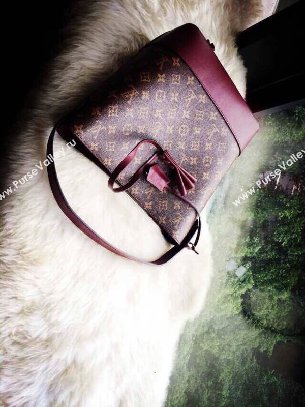 LV Louis Vuitton M94545 Monogram Idole GM Bag Leather Handbag Wine 6662