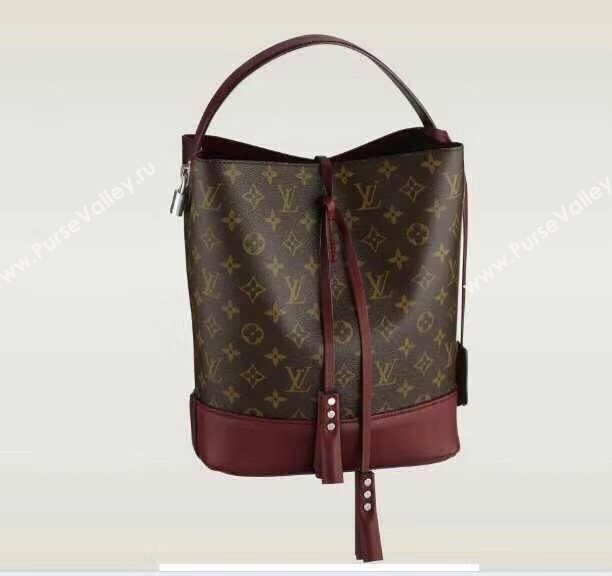 LV Louis Vuitton M94545 Monogram Idole GM Bag Leather Handbag Wine 6662