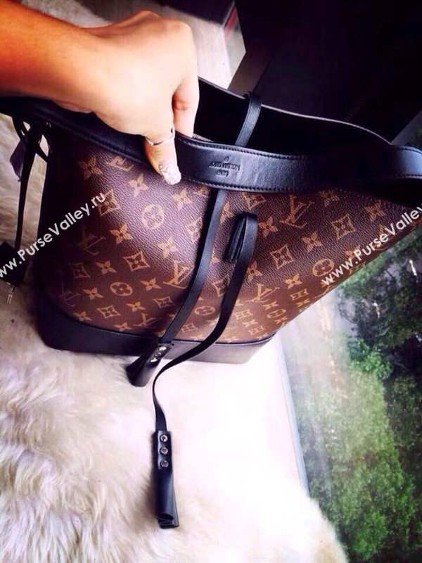 LV Louis Vuitton M94545 Monogram Idole GM Bag Leather Handbag Black 6663