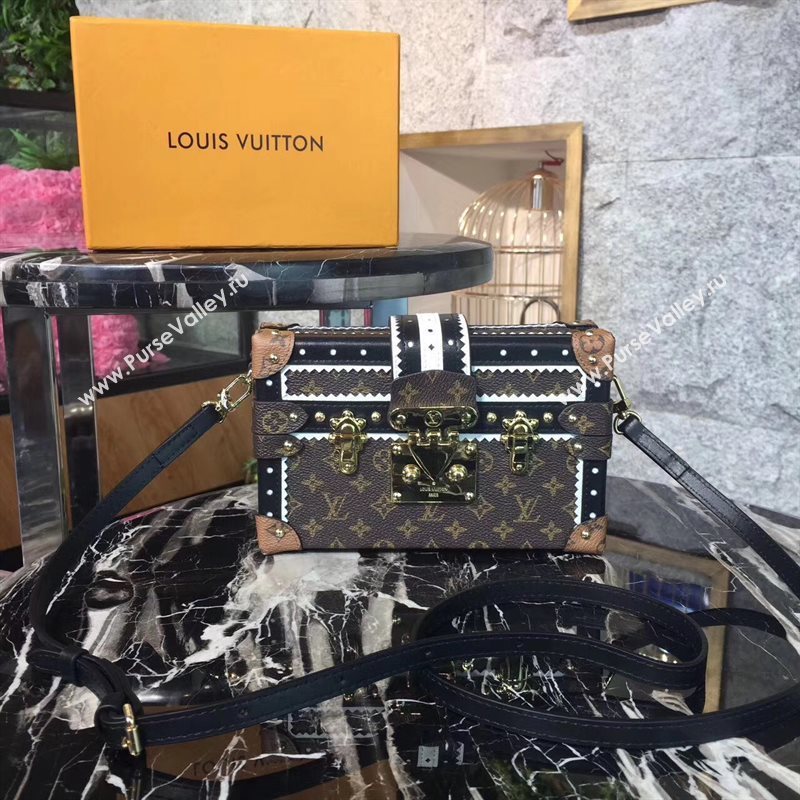 M44216 LV Louis Vuitton Petite Malle Box Bag Monogram Handbag Brown 6667