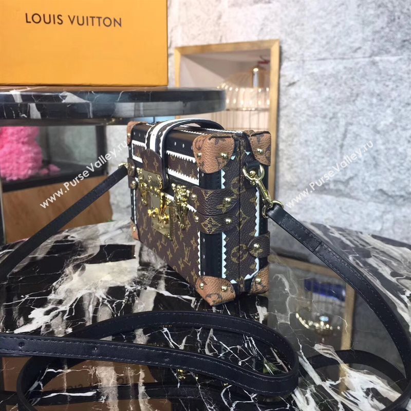 M44216 LV Louis Vuitton Petite Malle Box Bag Monogram Handbag Brown 6667