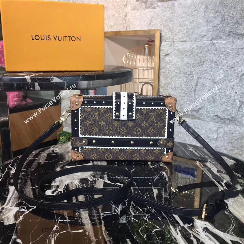 M44216 LV Louis Vuitton Petite Malle Box Bag Monogram Handbag Brown 6667