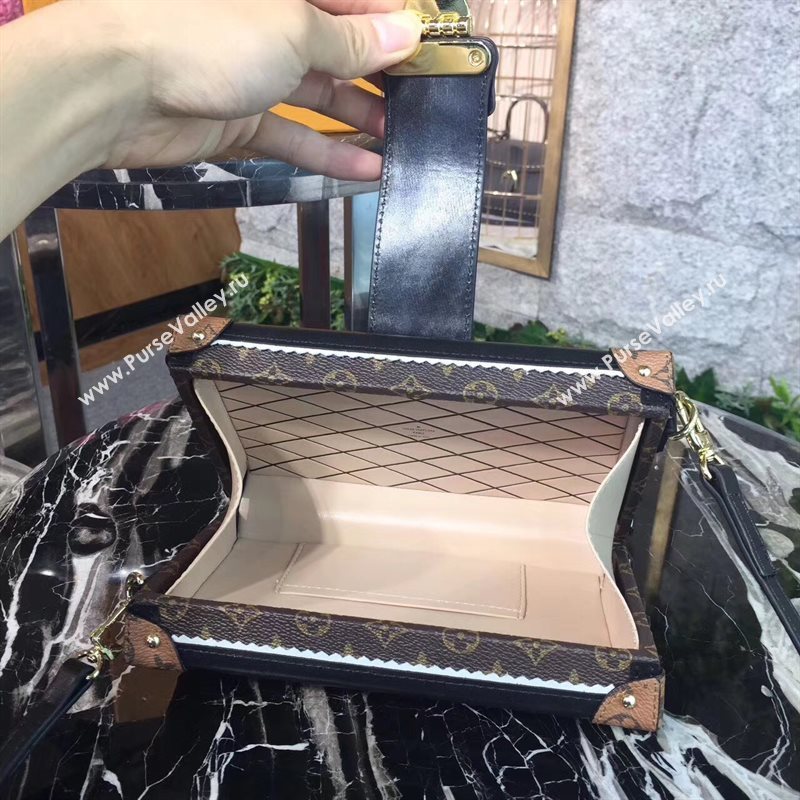 M44216 LV Louis Vuitton Petite Malle Box Bag Monogram Handbag Brown 6667