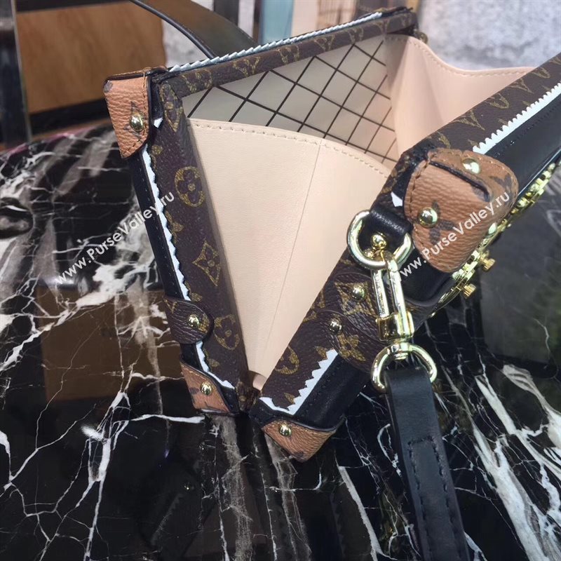 M44216 LV Louis Vuitton Petite Malle Box Bag Monogram Handbag Brown 6667