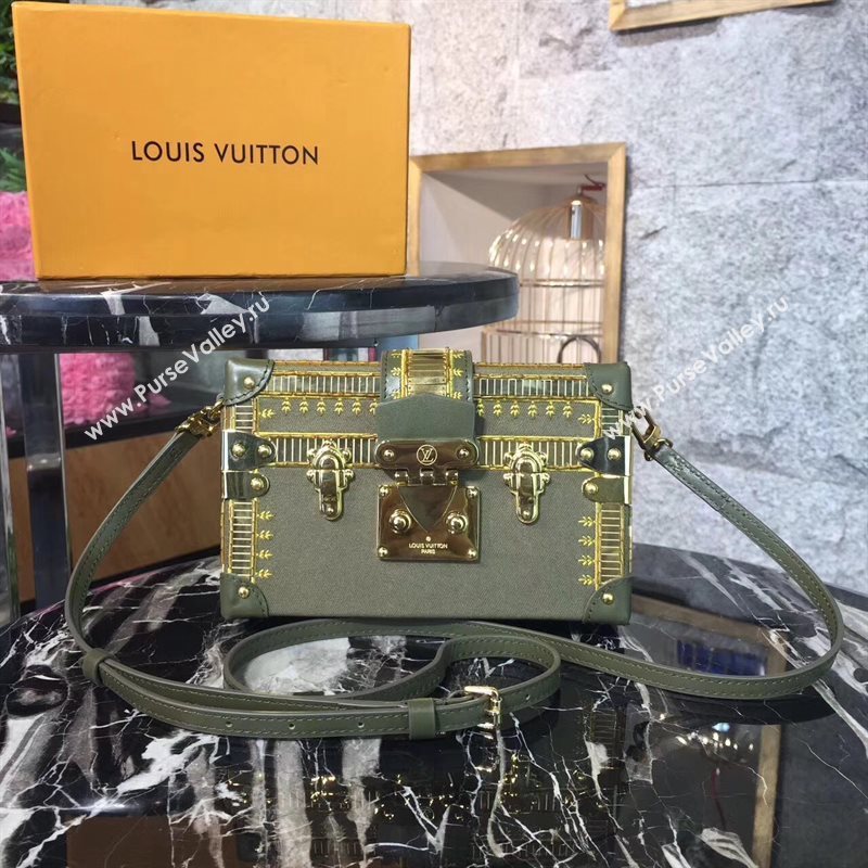 M54765 LV Louis Vuitton Petite Malle Box Bag Monogram Handbag Green 6668