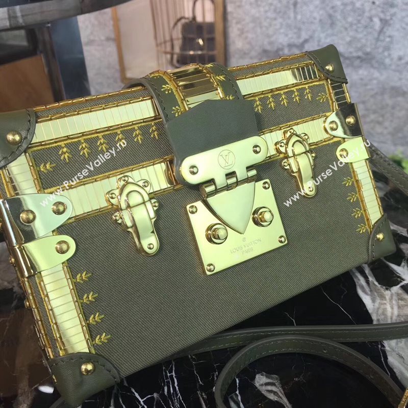 M54765 LV Louis Vuitton Petite Malle Box Bag Monogram Handbag Green 6668